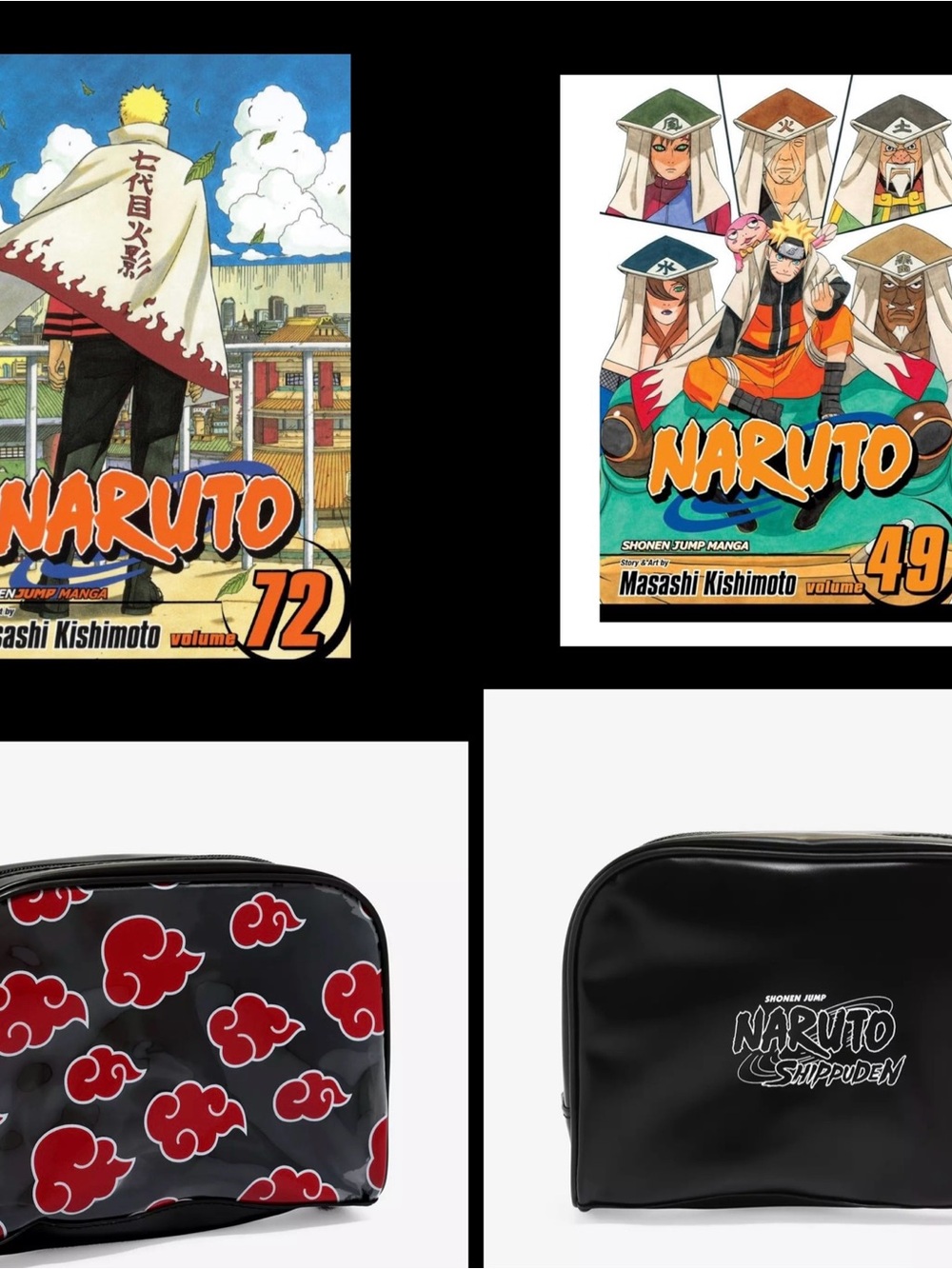 Naruto Manga Set of two with Black Akatsuki Cloud Pouch